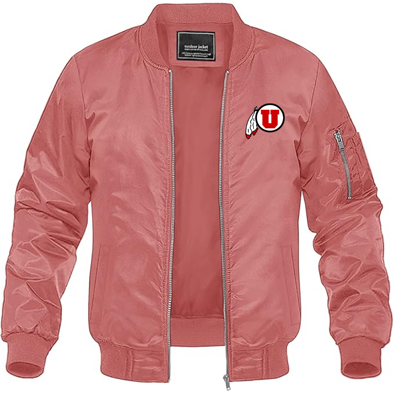 Men's  Utah Utes Lightweight Bomber Jacket Windbreaker Softshell Varsity Jacket Coat